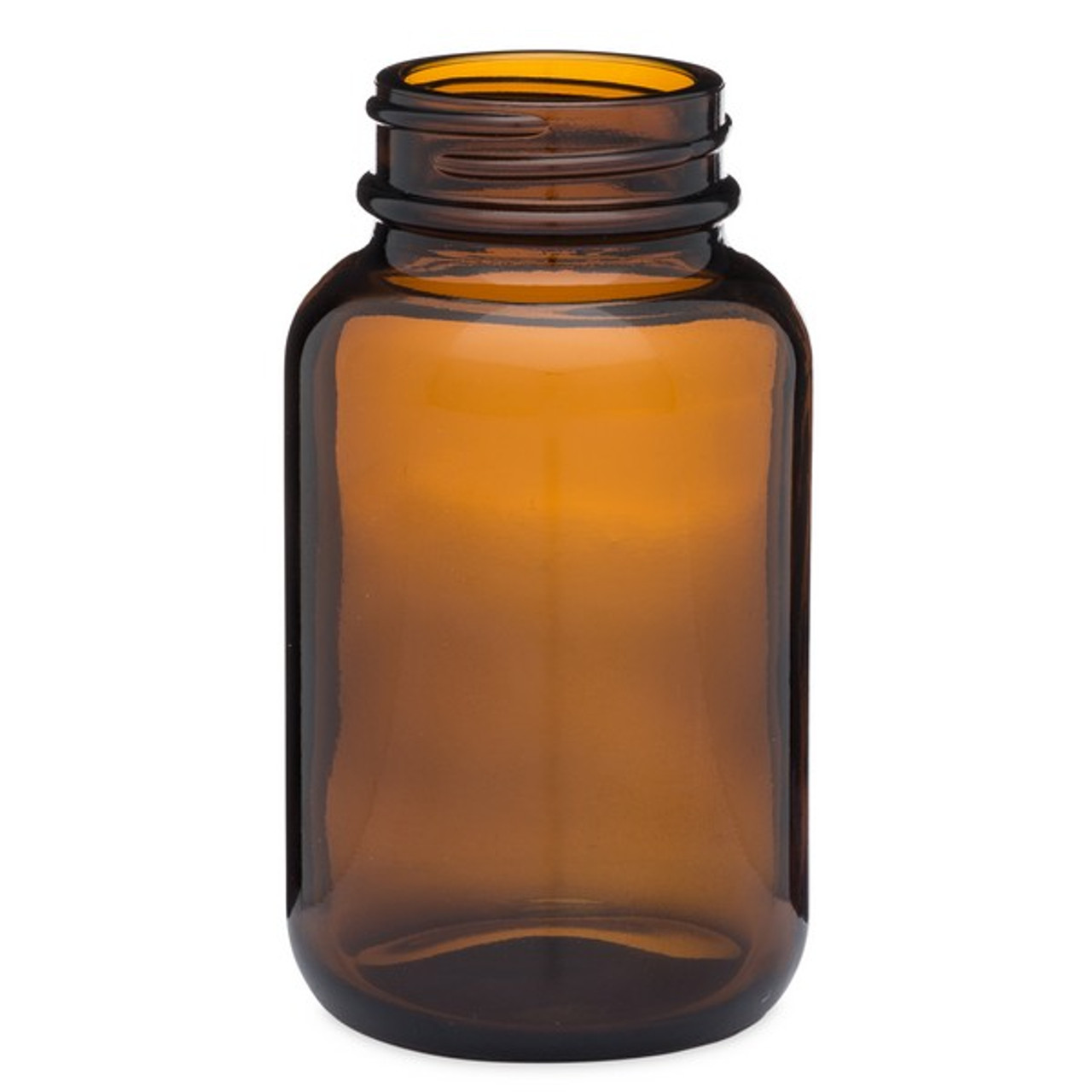 4oz Amber Glass Wide Mouth Packer Bottles (Cap Not Included) - 12/Case, Amber Type III UV Resistant BPA Free 38-400